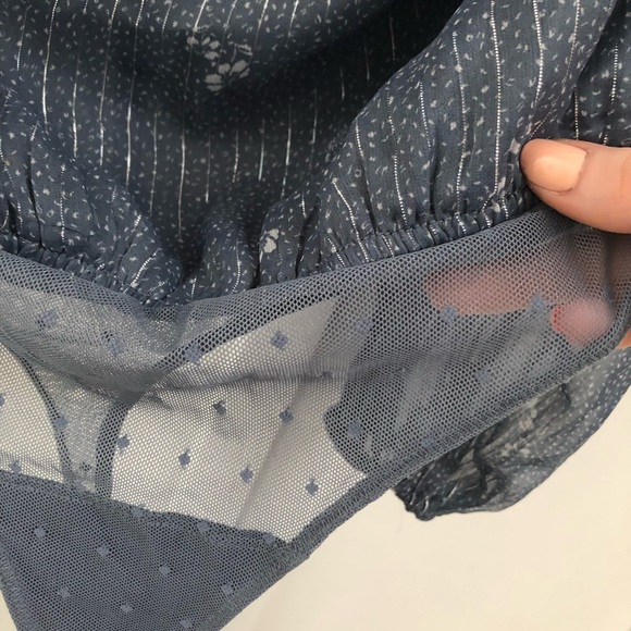 Abercrombie Dusty Blue Long Sleeve Off the Shoulder Bodysuit size S - Picture 3 of 9